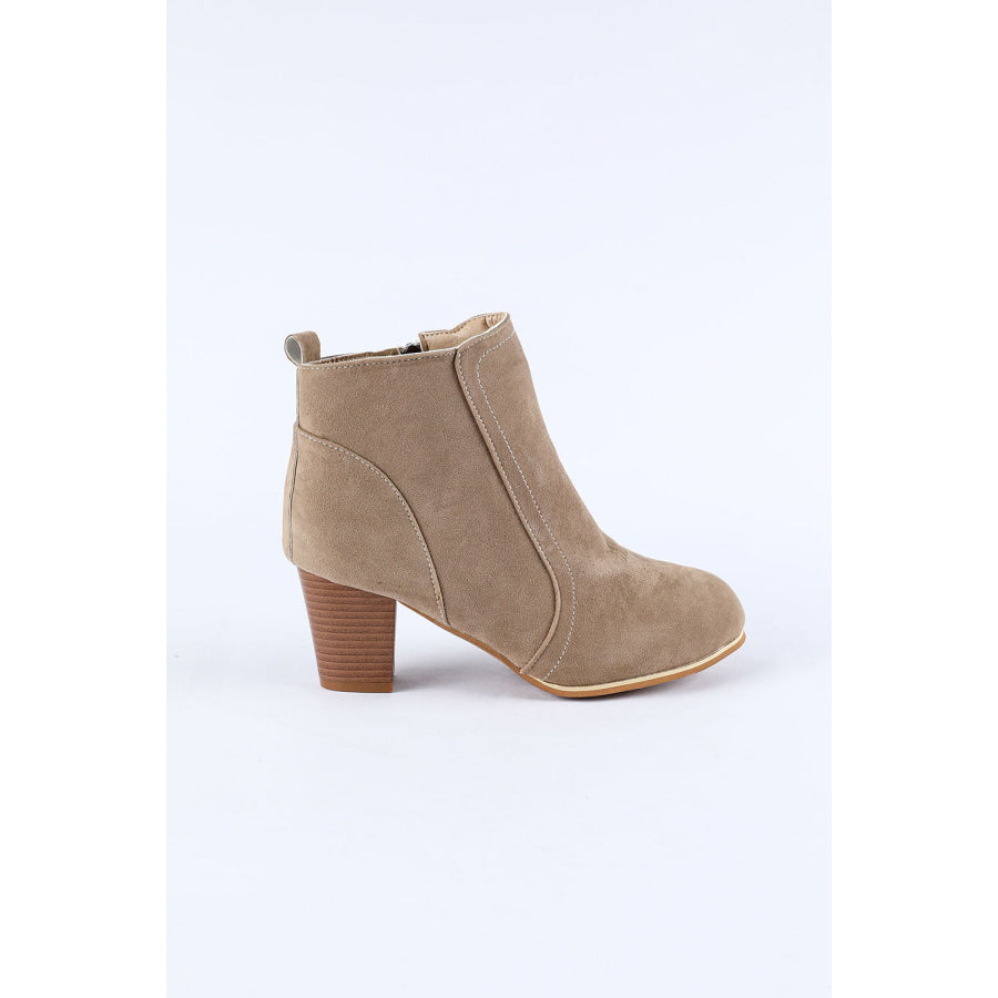 Faux Suede Size Zip Heeled Booties Shoes &amp; Bags/Boots