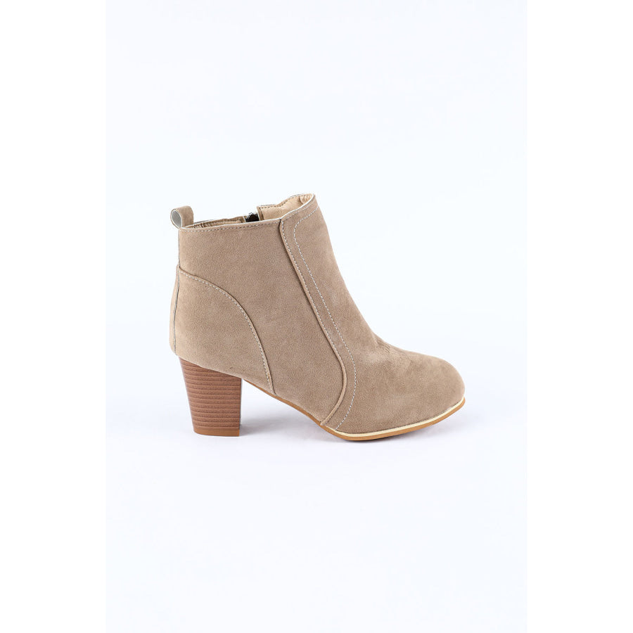 Faux Suede Size Zip Heeled Booties Shoes &amp; Bags/Boots