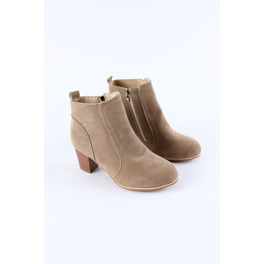 Faux Suede Size Zip Heeled Booties Shoes &amp; Bags/Boots