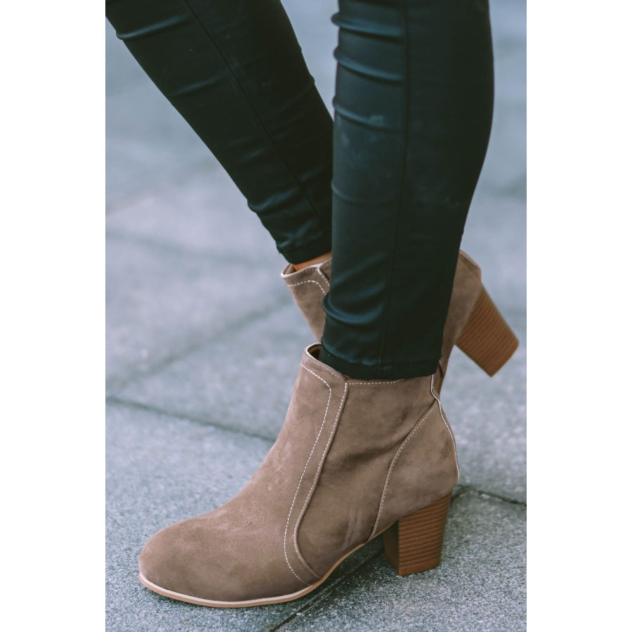 Faux Suede Size Zip Heeled Booties Shoes &amp; Bags/Boots