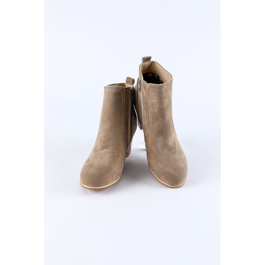 Faux Suede Size Zip Heeled Booties Shoes &amp; Bags/Boots