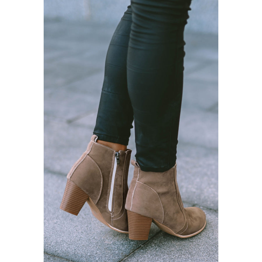 Faux Suede Size Zip Heeled Booties Shoes &amp; Bags/Boots