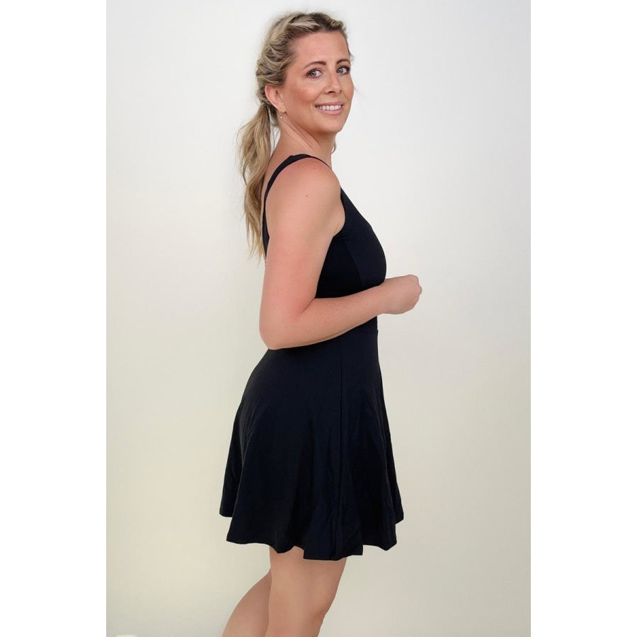 Fawnfit 3 in 1 Athleisure Mini Tank Dress with Built-in Bra &amp; Shorts Mini Dresses