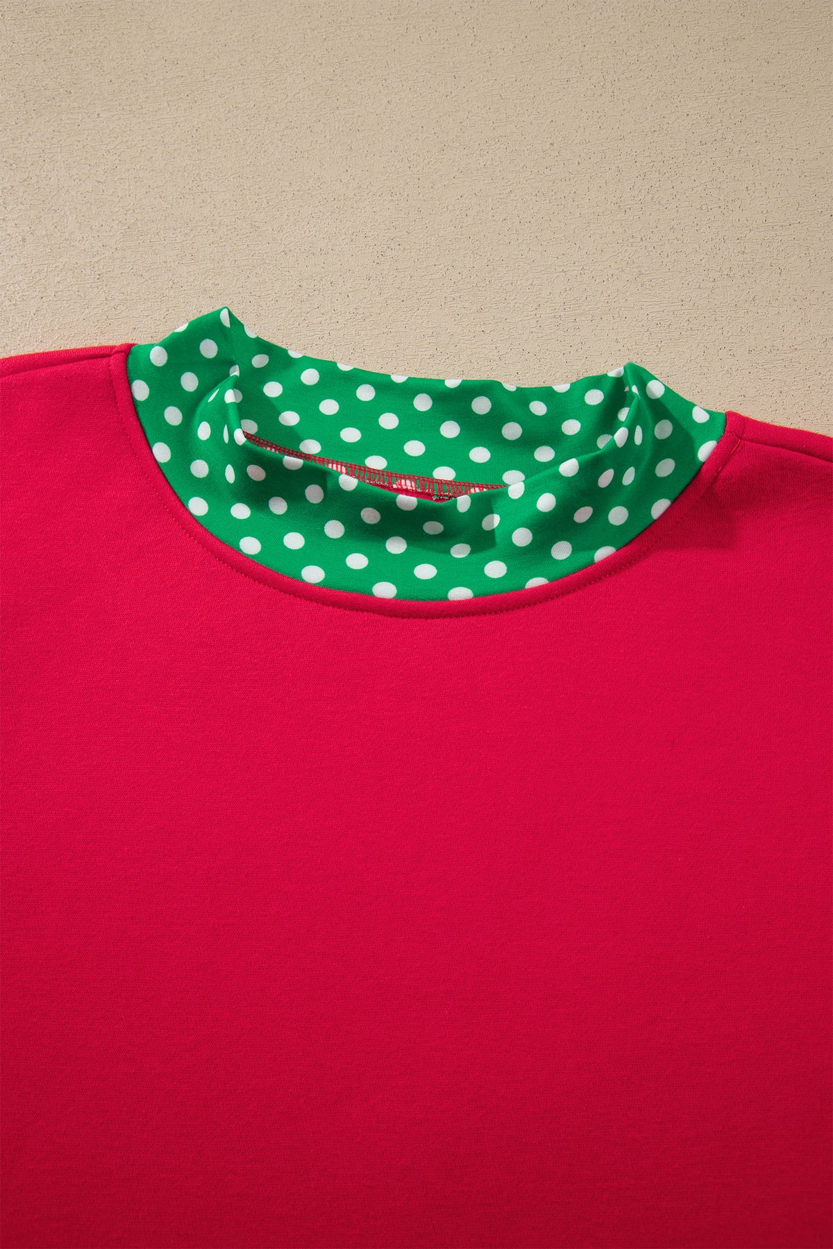 Brown Colorblock Polka Dot Contrast Trim Oversized Sweatshirt