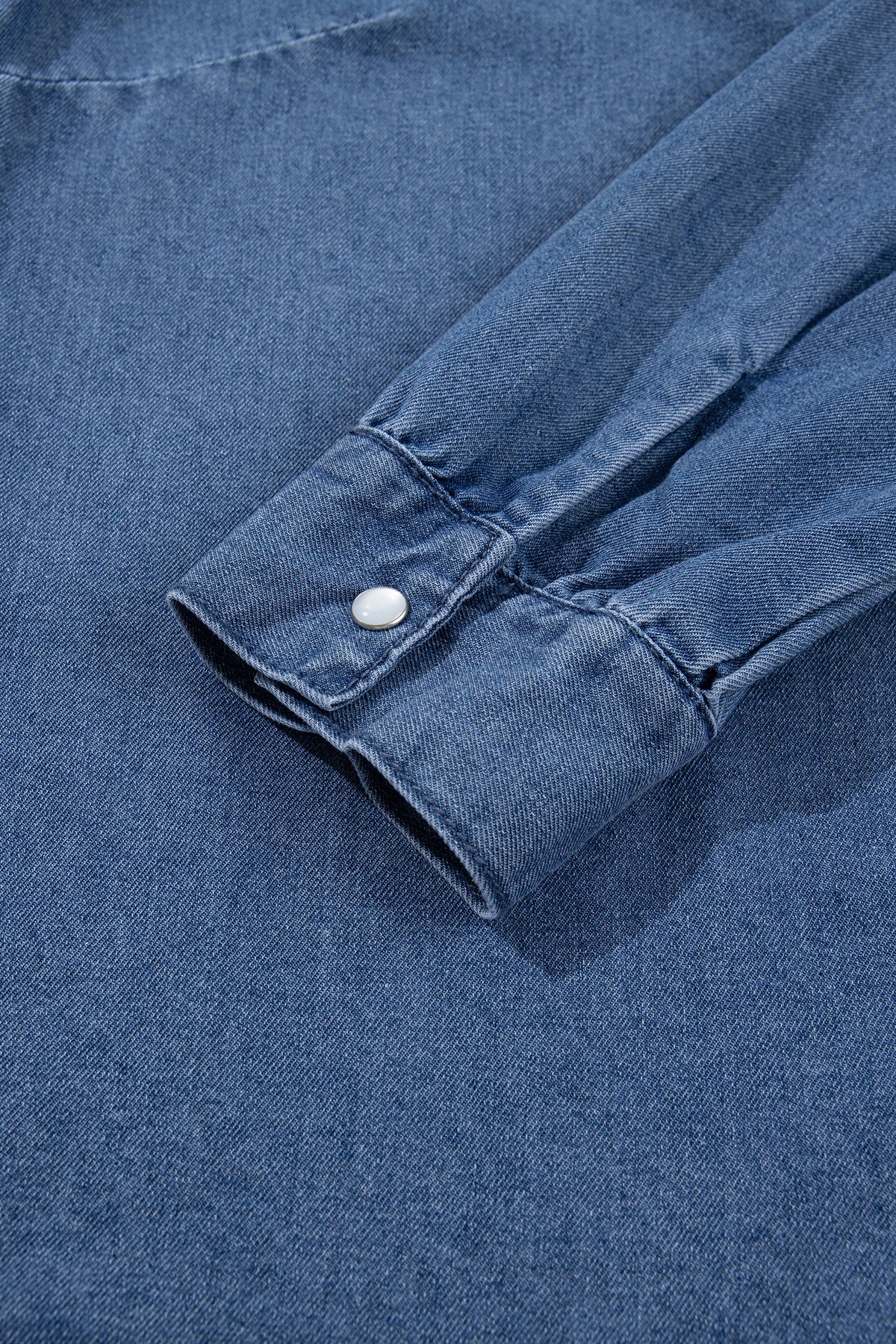 Dusk Blue Western Embroidered Collar Long Sleeve Denim Shirt