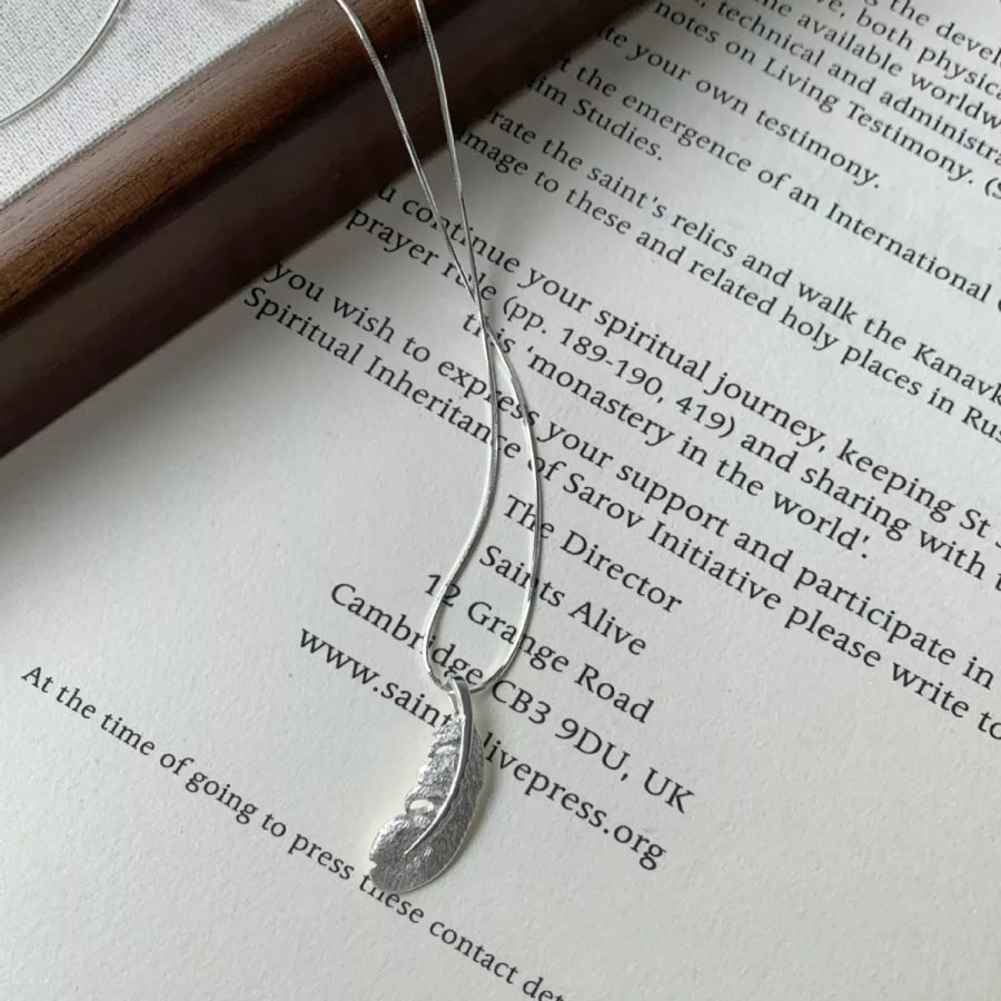 Feather Pendant Necklace Silver / One Size Apparel and Accessories