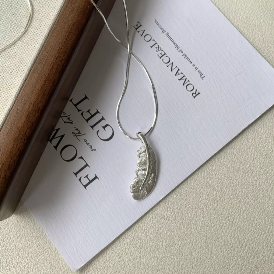 Feather Pendant Necklace Silver / One Size Apparel and Accessories
