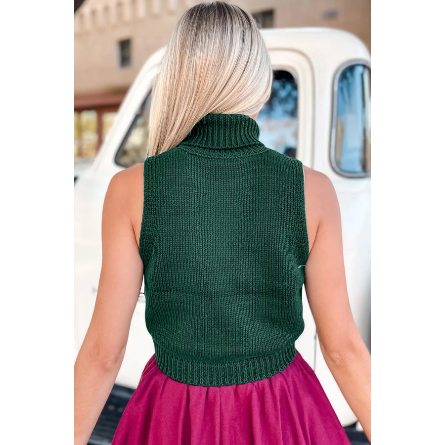 Festive Candy Cane Embroidered Turtleneck Sweater Vest Apparel and Accessories