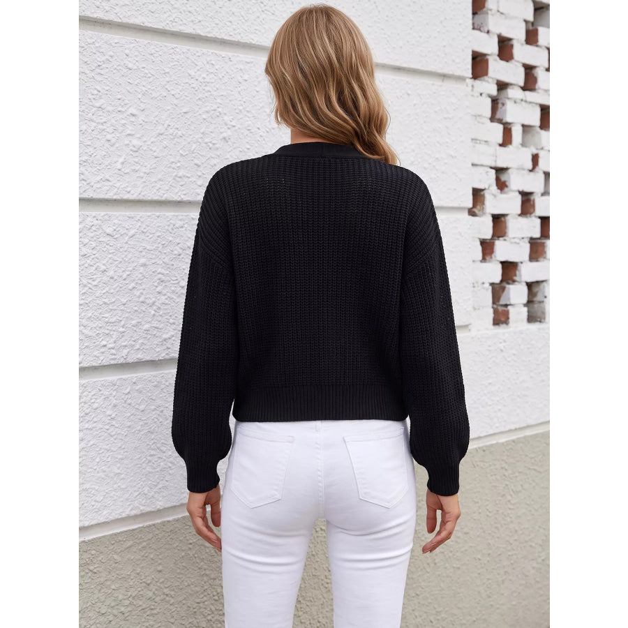 Festive Christmas Applique V-Neck Knit Cardigan Apparel and Accessories