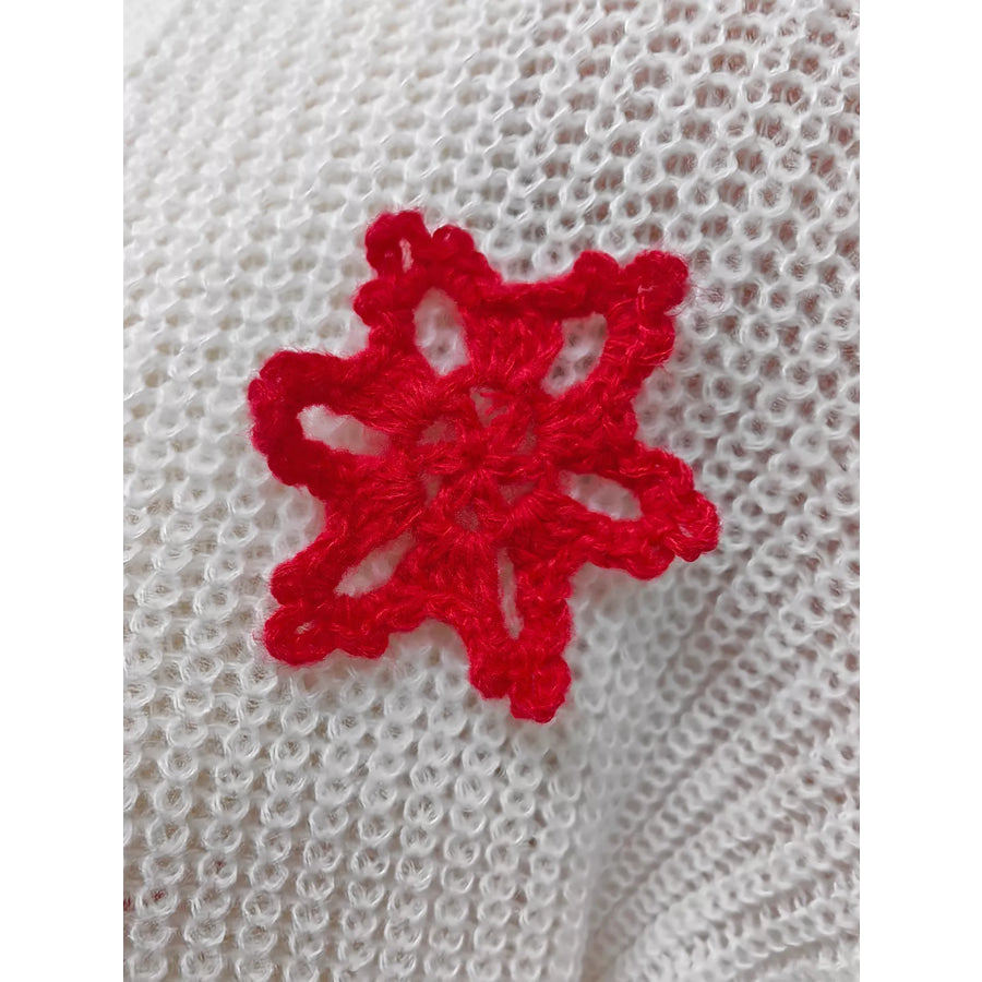 Festive Christmas Applique V-Neck Knit Cardigan Apparel and Accessories