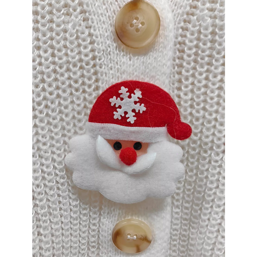 Festive Christmas Applique V-Neck Knit Cardigan Apparel and Accessories