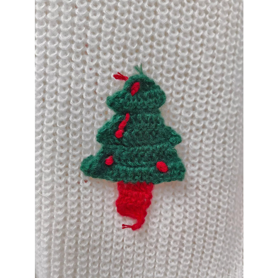 Festive Christmas Applique V-Neck Knit Cardigan Apparel and Accessories
