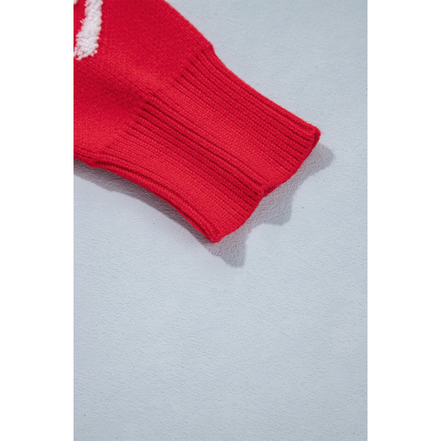 Fiery Red All Over Bow Dropped Shoulder Round Neck Shift Sweater Sweaters & Cardigans/Sweaters