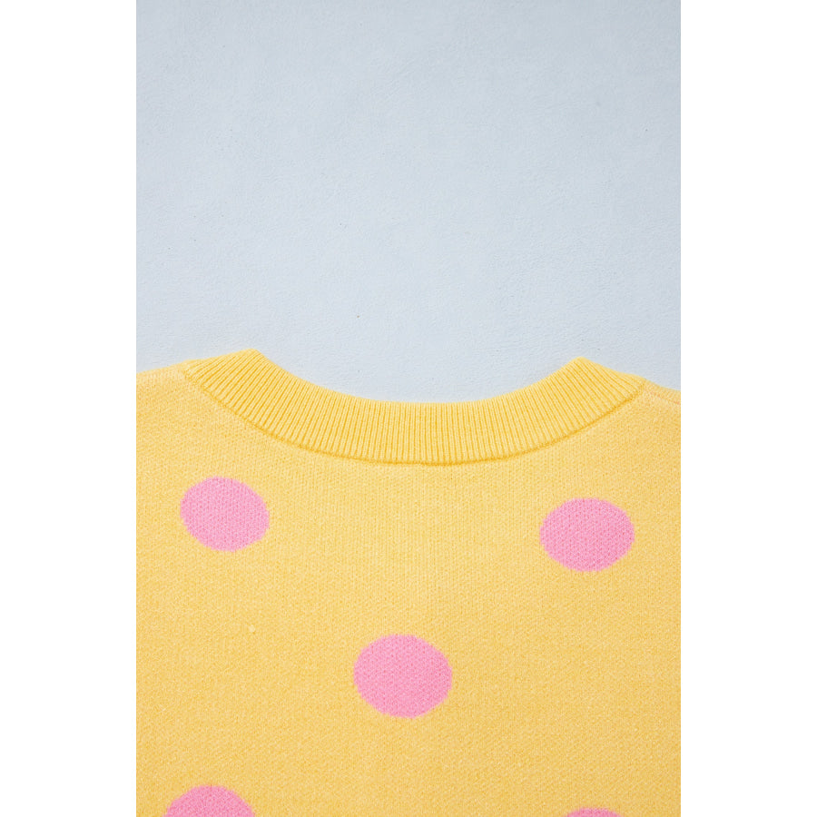 Fiery Red Casual Polka Dot Button Front Long Sleeve Sweater Cardigan Sweaters & Cardigans/Cardigans