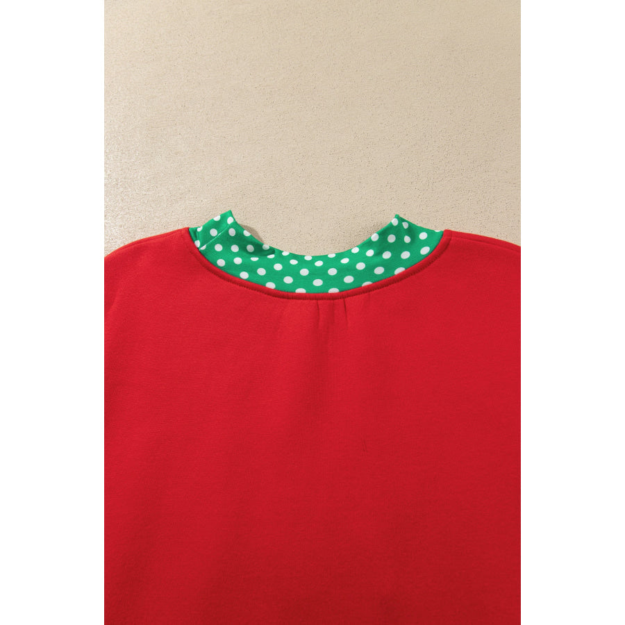 Fiery Red Casual Polka Dot Patchwork Letter Graphic Plus Size Sweatshirt Size/Plus Sweatshirts & Hoodies