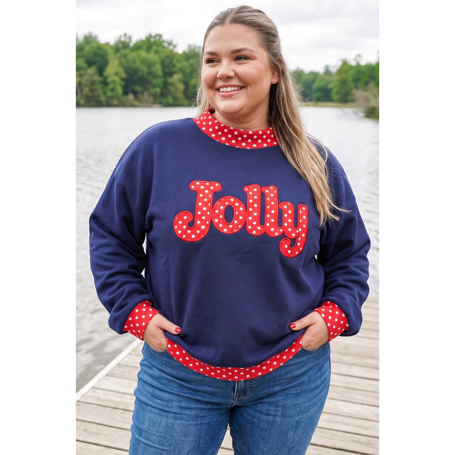 Fiery Red Casual Polka Dot Patchwork Letter Graphic Plus Size Sweatshirt Size/Plus Sweatshirts & Hoodies