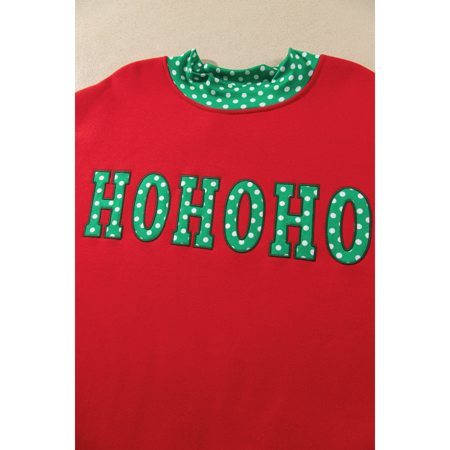 Fiery Red Casual Polka Dot Patchwork Letter Graphic Plus Size Sweatshirt Size/Plus Sweatshirts & Hoodies