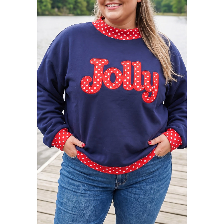 Fiery Red Casual Polka Dot Patchwork Letter Graphic Plus Size Sweatshirt Size/Plus Sweatshirts & Hoodies