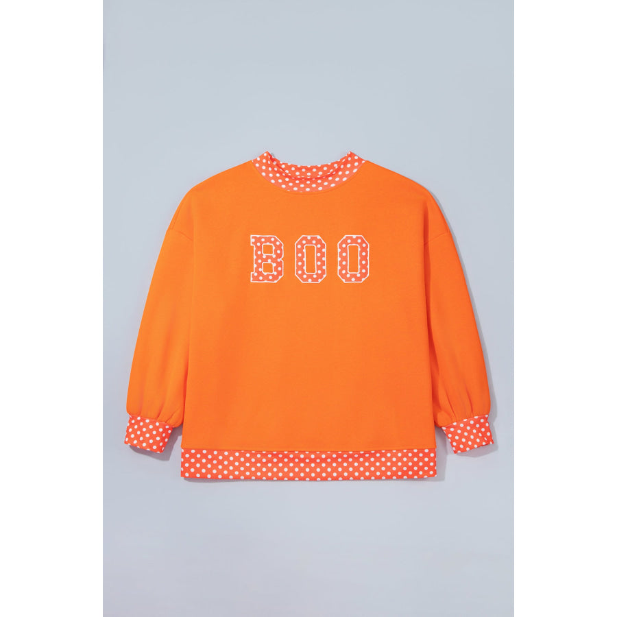 Fiery Red Casual Polka Dot Patchwork Letter Graphic Plus Size Sweatshirt Size/Plus Sweatshirts & Hoodies