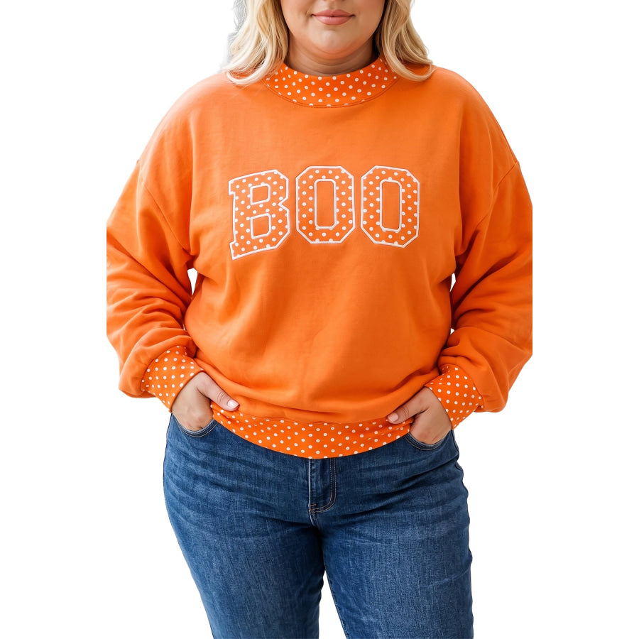 Fiery Red Casual Polka Dot Patchwork Letter Graphic Plus Size Sweatshirt Size/Plus Sweatshirts & Hoodies