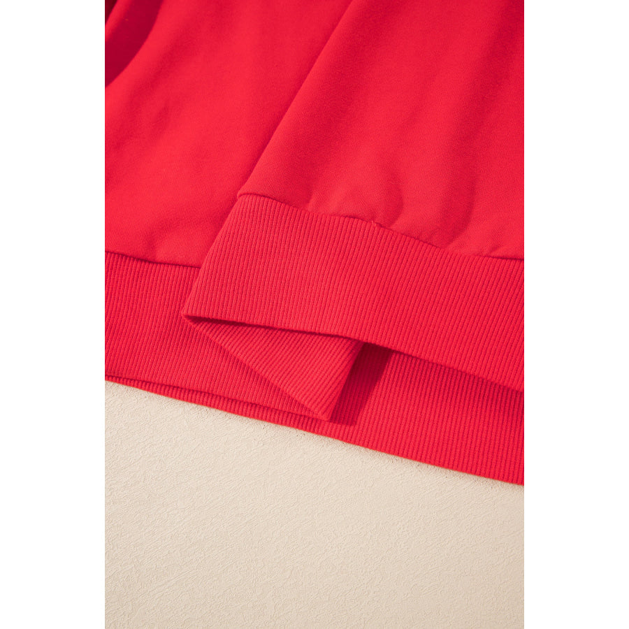 Fiery Red GAMEDAY Embroidered Patch Pattern Casual Shift Sweatshirt Tops/Sweatshirts & Hoodies