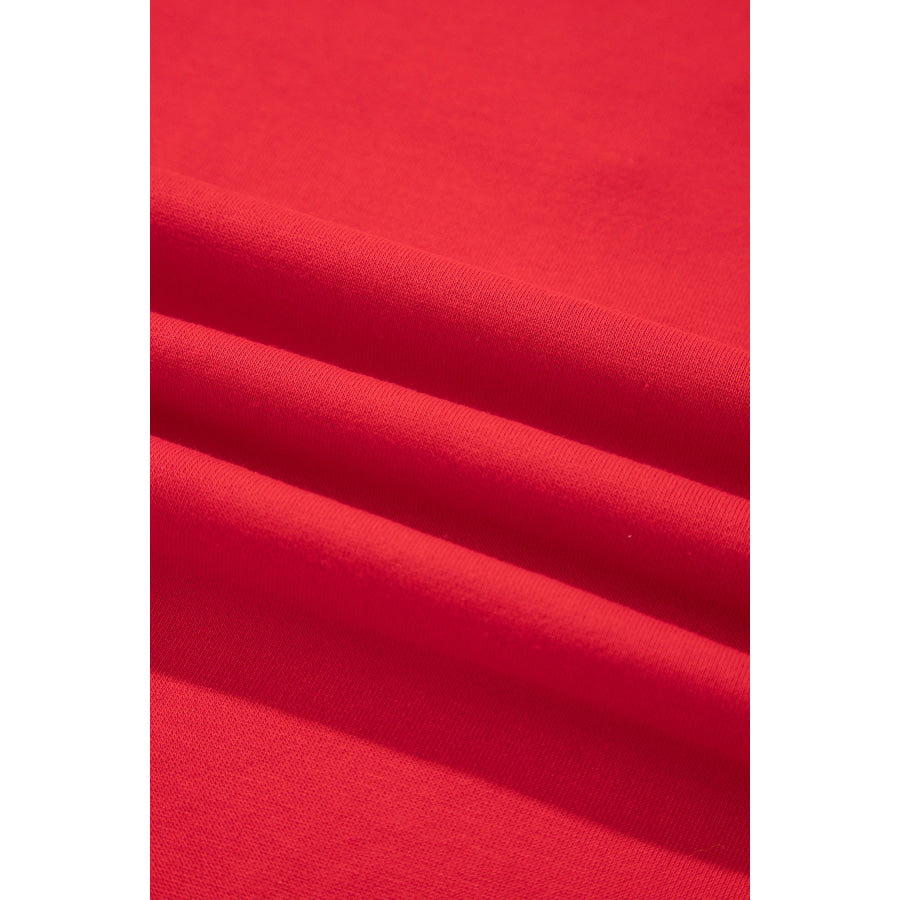 Fiery Red GAMEDAY Embroidered Patch Pattern Casual Shift Sweatshirt Tops/Sweatshirts & Hoodies