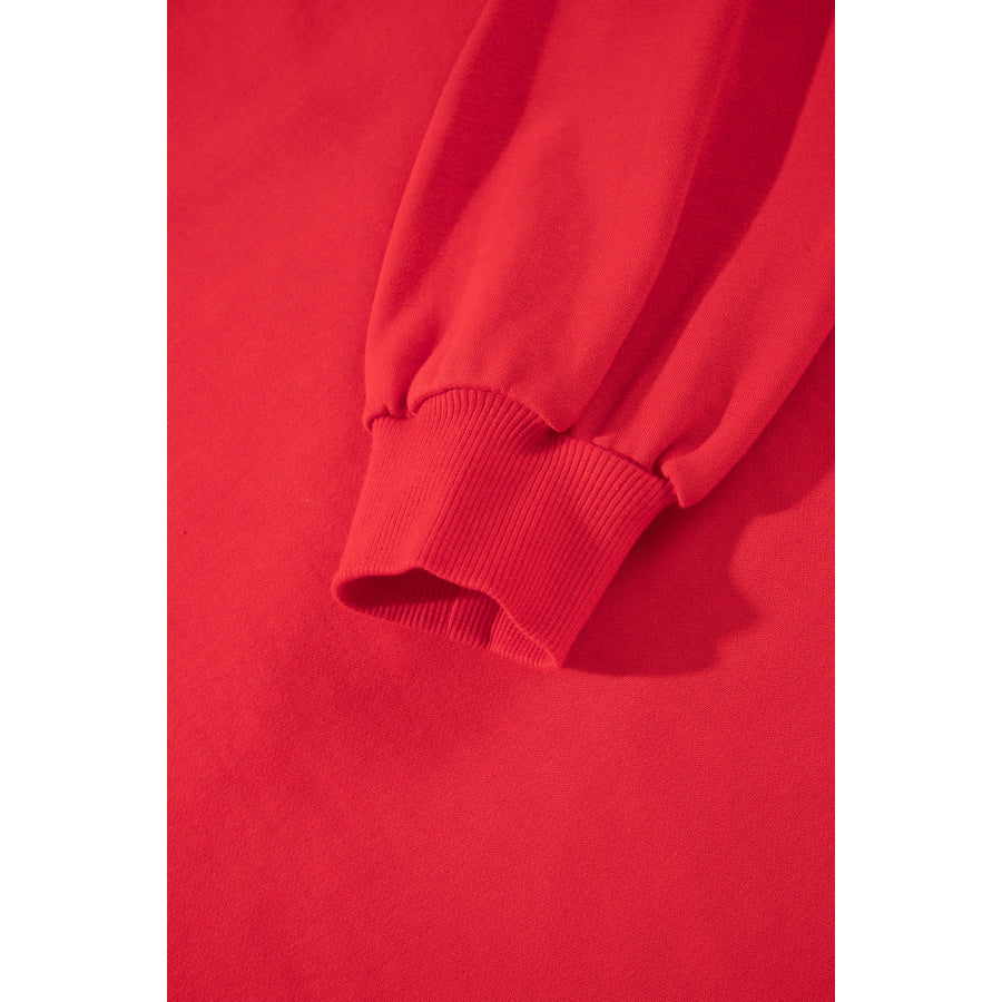 Fiery Red GAMEDAY Embroidered Patch Pattern Casual Shift Sweatshirt Tops/Sweatshirts & Hoodies
