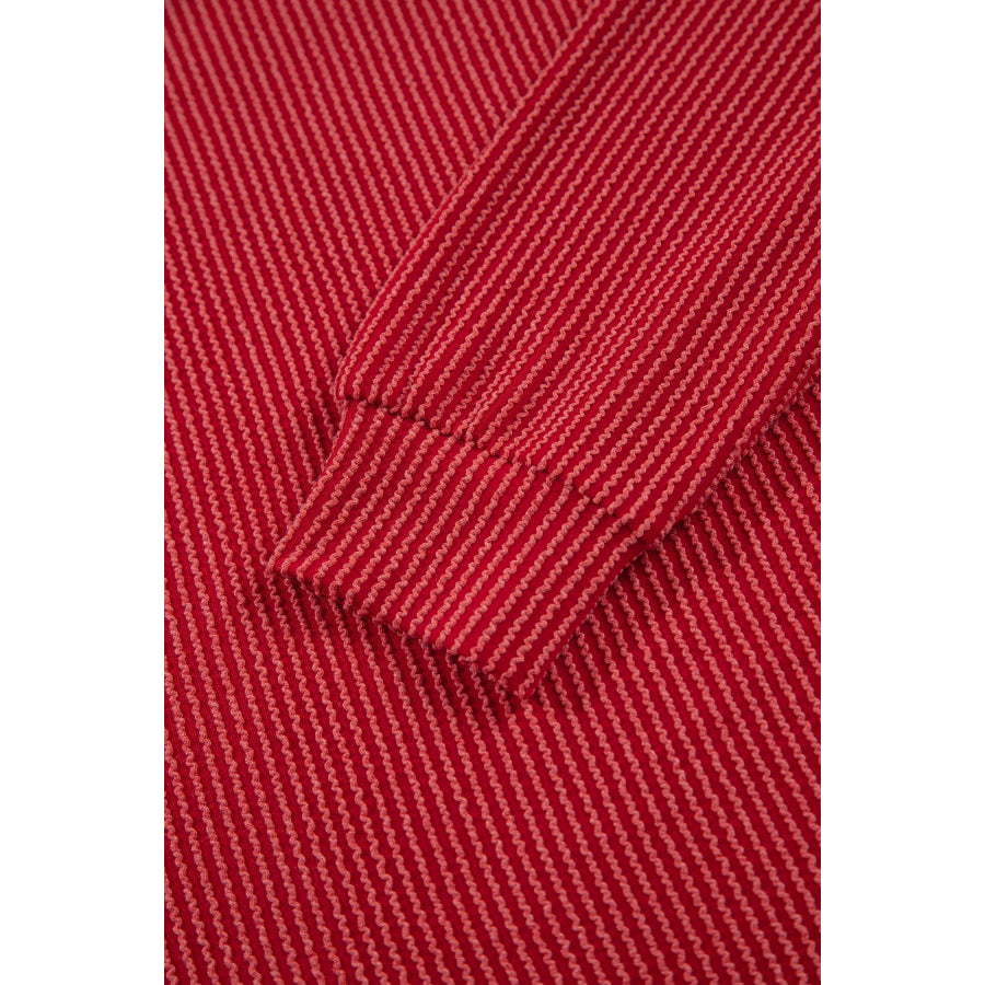 Fiery Red JOLLY Corded Long Sleeve Top and Pockets Pants Set Two Piece Sets/Pant Sets