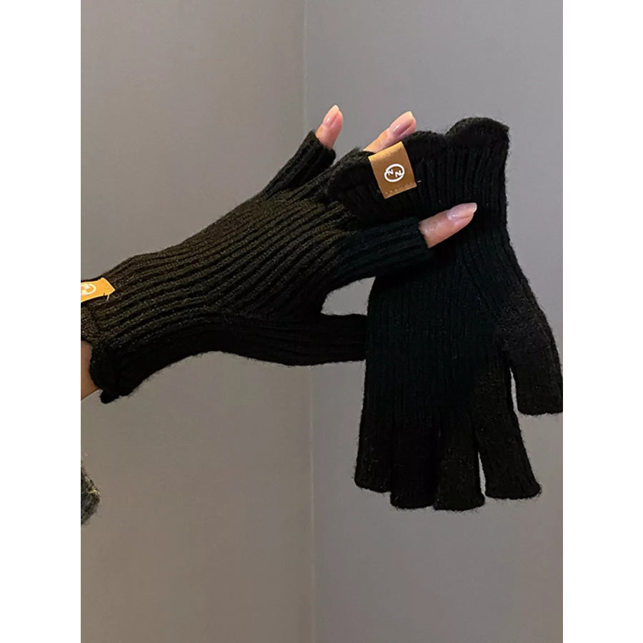 Fingerless Knitted Gloves Red / ONESIZE Apparel and Accessories