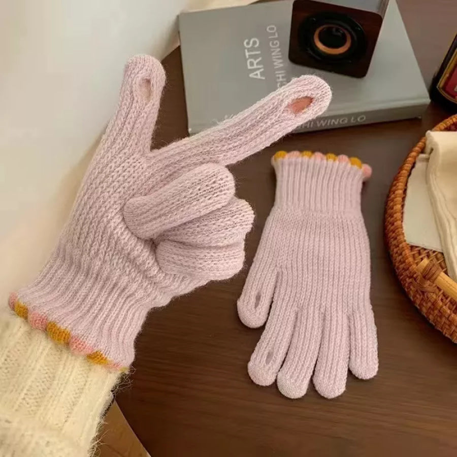 Fingerless Knitted Gloves Blush Pink / ONESIZE Apparel and Accessories
