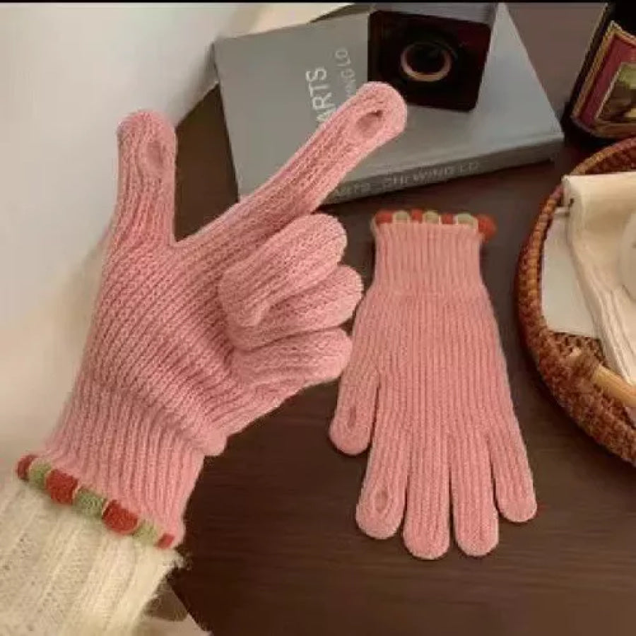 Fingerless Knitted Gloves Dusty Pink / ONESIZE Apparel and Accessories