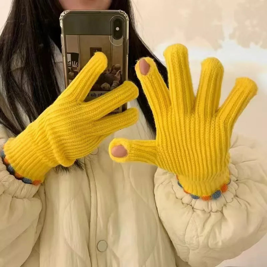 Fingerless Knitted Gloves Gold / ONESIZE Apparel and Accessories