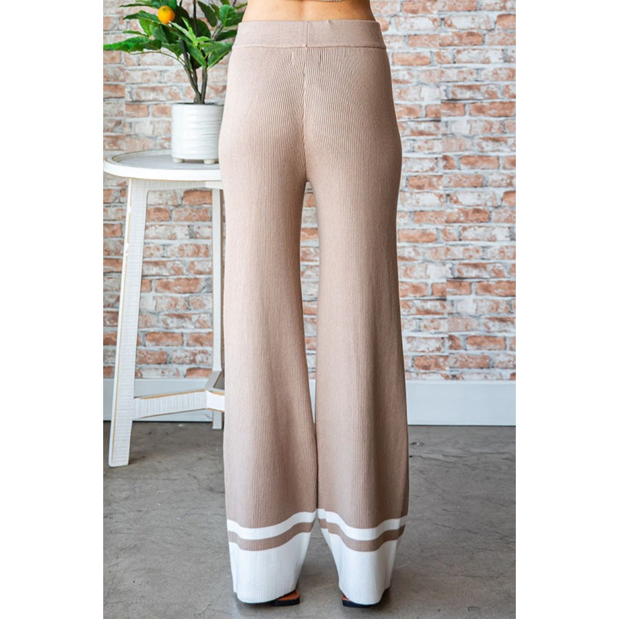 First Love Contrast Ribbed Knit Pants Apparel and Accessories