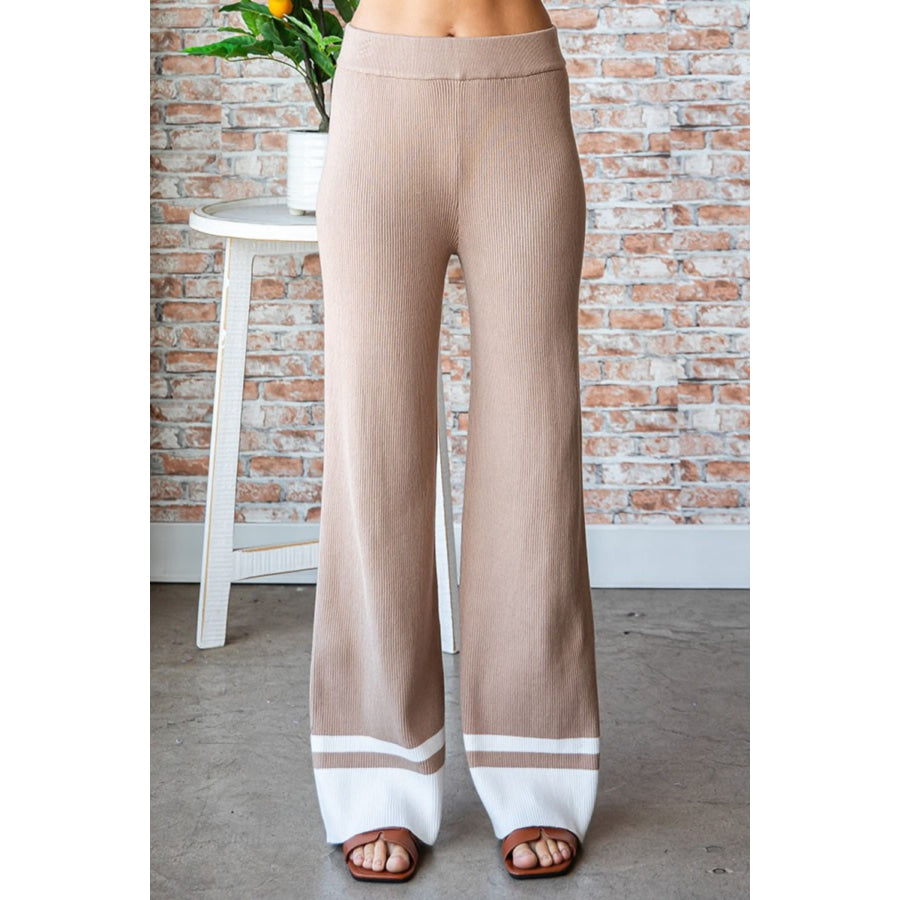 First Love Contrast Ribbed Knit Pants Apparel and Accessories