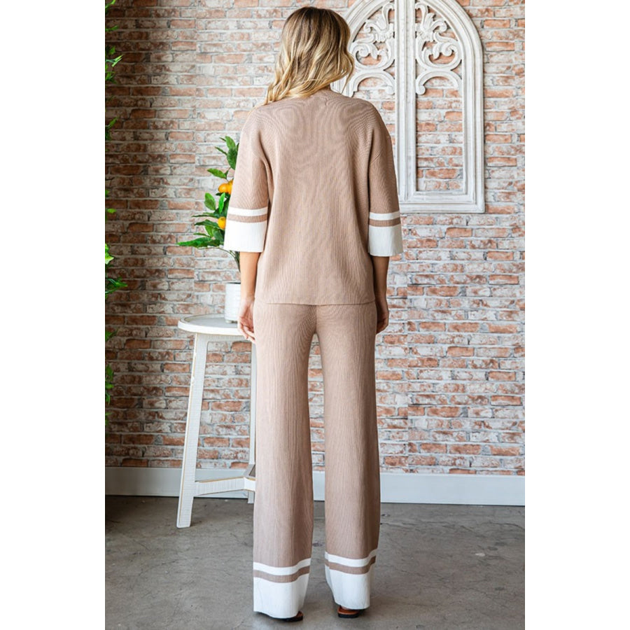 First Love Contrast Ribbed Knit Pants Apparel and Accessories