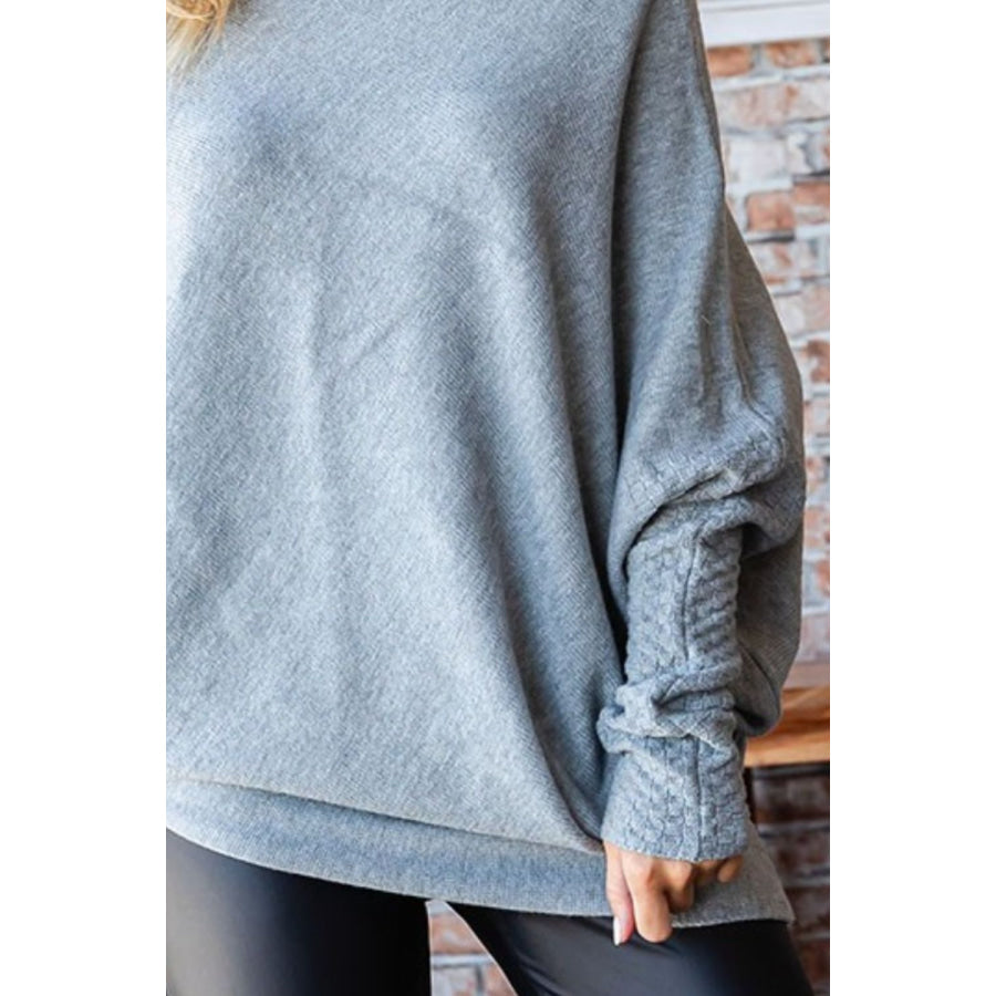 First Love Full Size Asymmetrical Hem Dolman Sleeve Sweater Apparel and Accessories