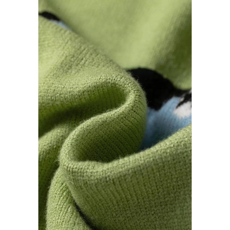 Fish Graphic Round Neck Sweater Apparel and Accessories