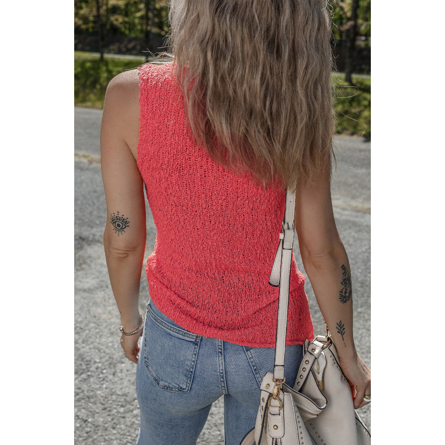 Flamingo Textured Knit U Neck Slim Fit Sweater Vest Flamingo / S / 100% Polyester Sweaters & Cardigans/Sweater Vests
