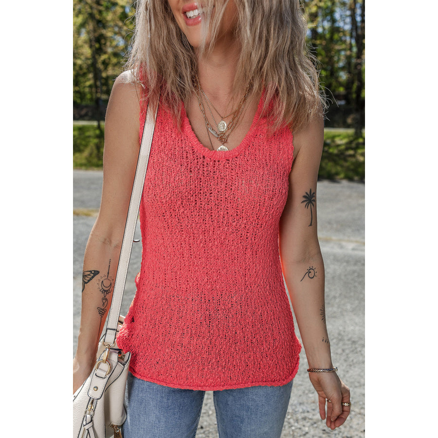Flamingo Textured Knit U Neck Slim Fit Sweater Vest Sweaters &amp; Cardigans/Sweater Vests