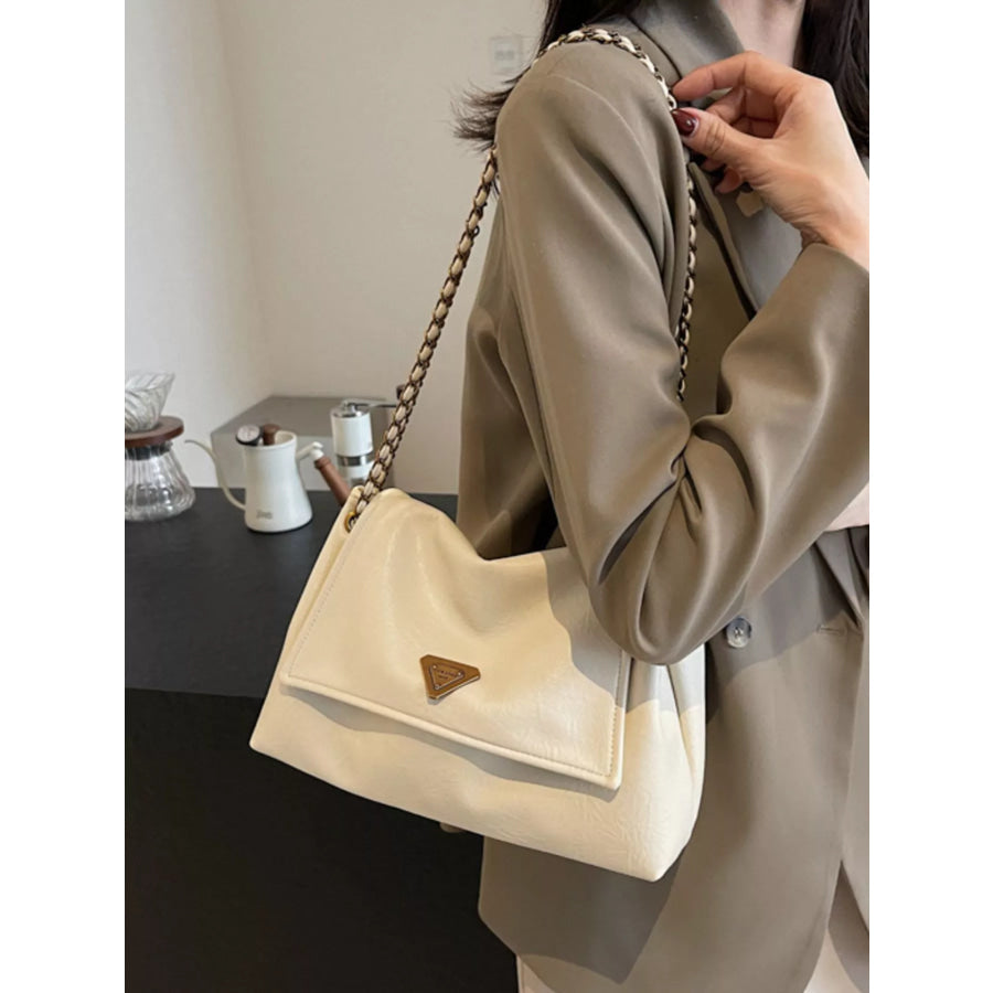 Flap Chain Shoulder Bag Off-white / One Size Apparel and Accessories