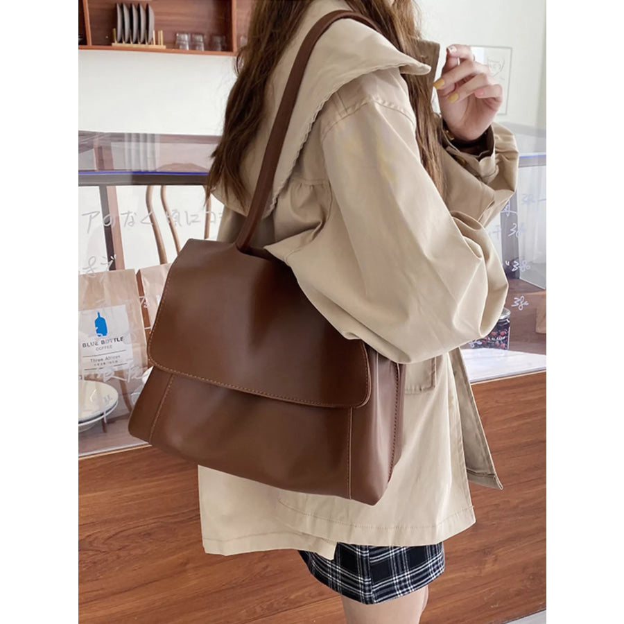 Flap Closure Crossbody Bag Coffee Brown / One Size Apparel and Accessories