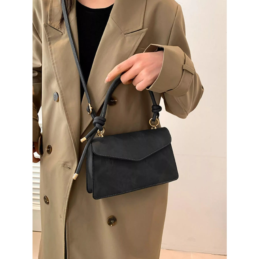 Flap Crossbody Bag with Top Handle Black / One Size Apparel and Accessories
