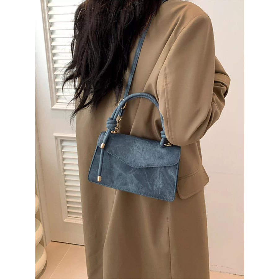 Flap Crossbody Bag with Top Handle Blue / One Size Apparel and Accessories