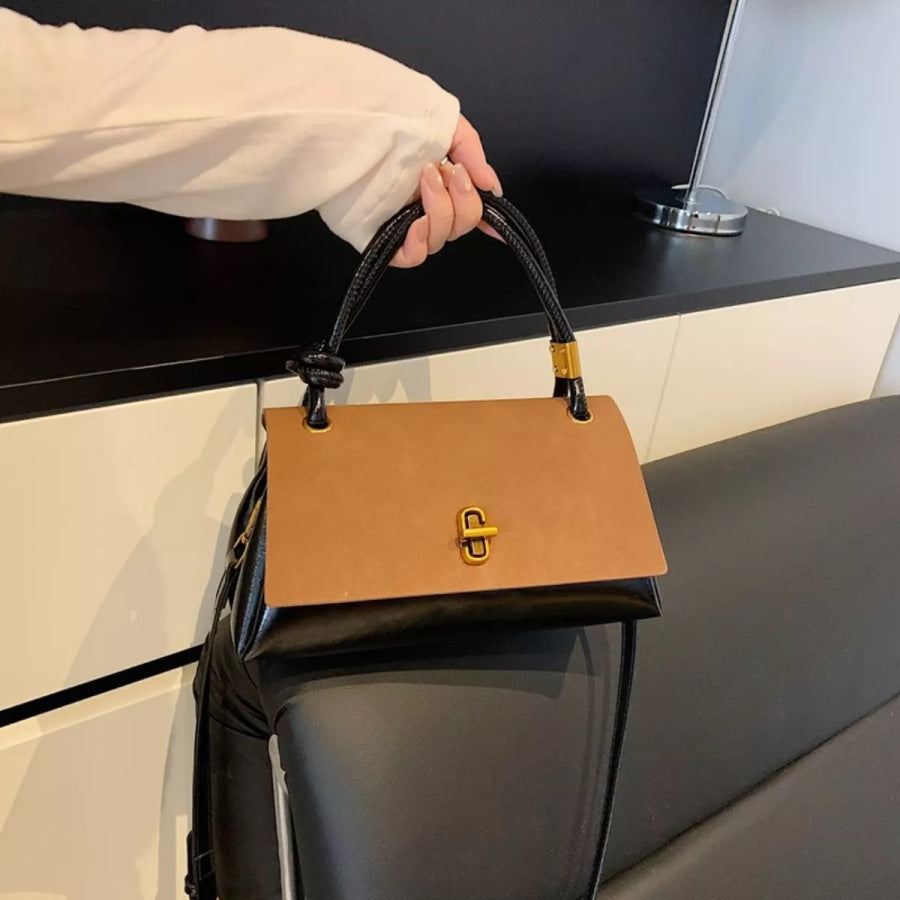 Flap Crossbody Bag with Top Handle Brown / One Size Apparel and Accessories