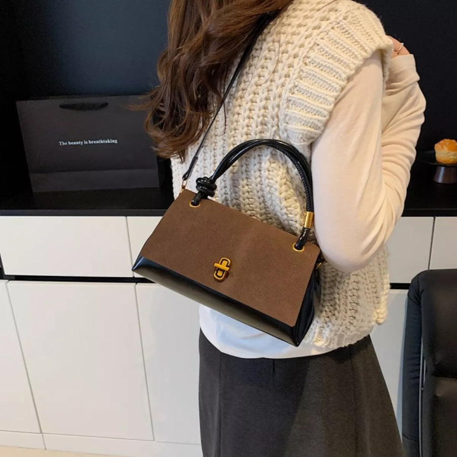 Flap Crossbody Bag with Top Handle Coffee Brown / One Size Apparel and Accessories