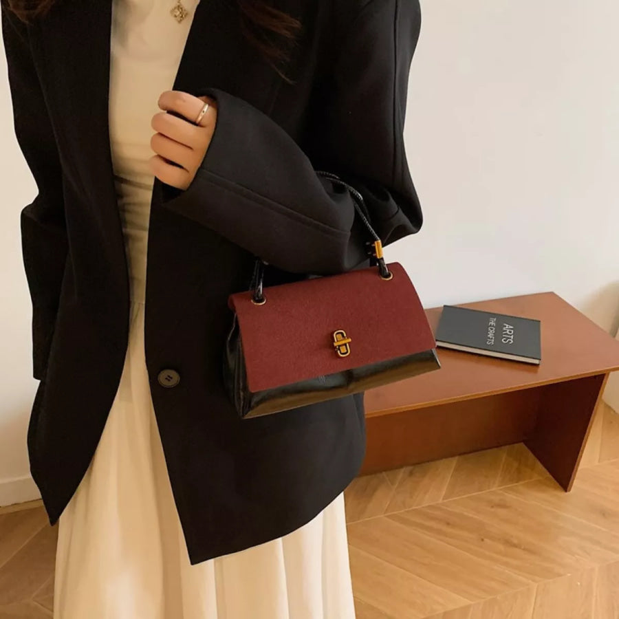 Flap Crossbody Bag with Top Handle Red / One Size Apparel and Accessories