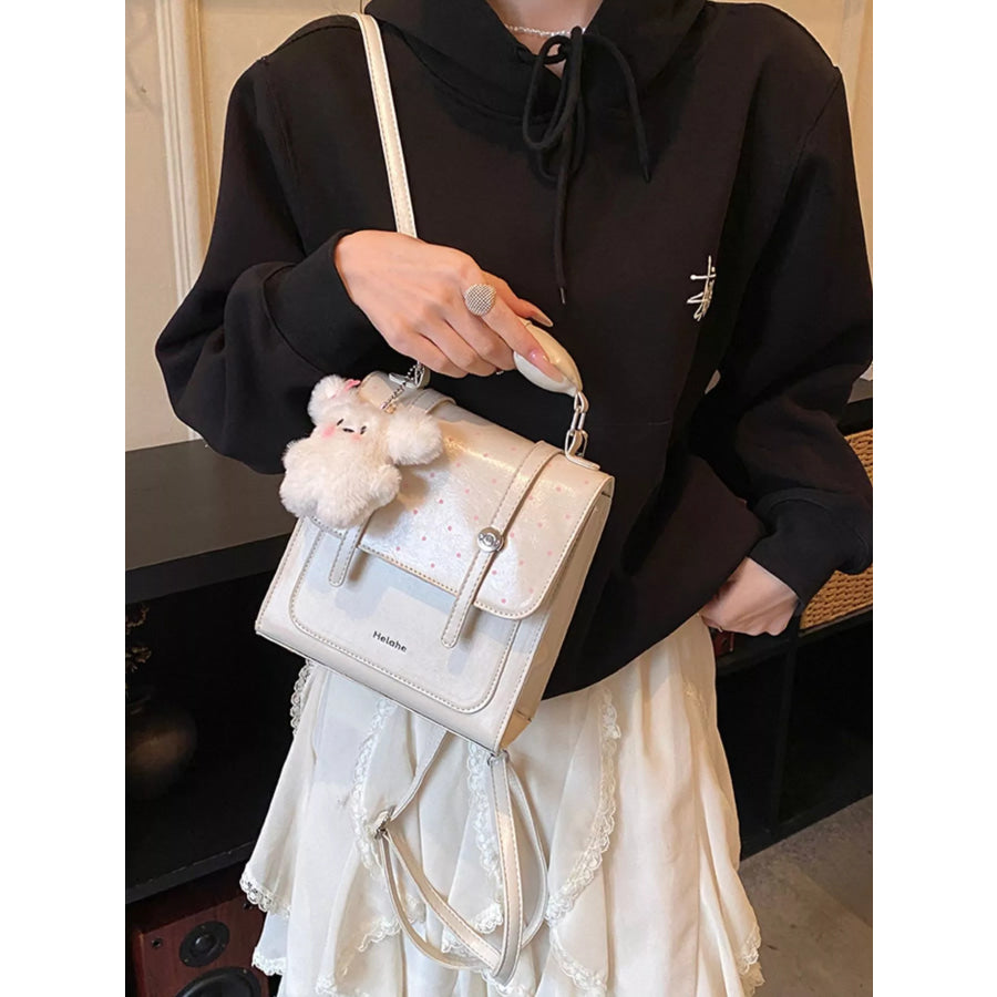 Flap Mini Backpack Bag Cream White / onesize Apparel and Accessories