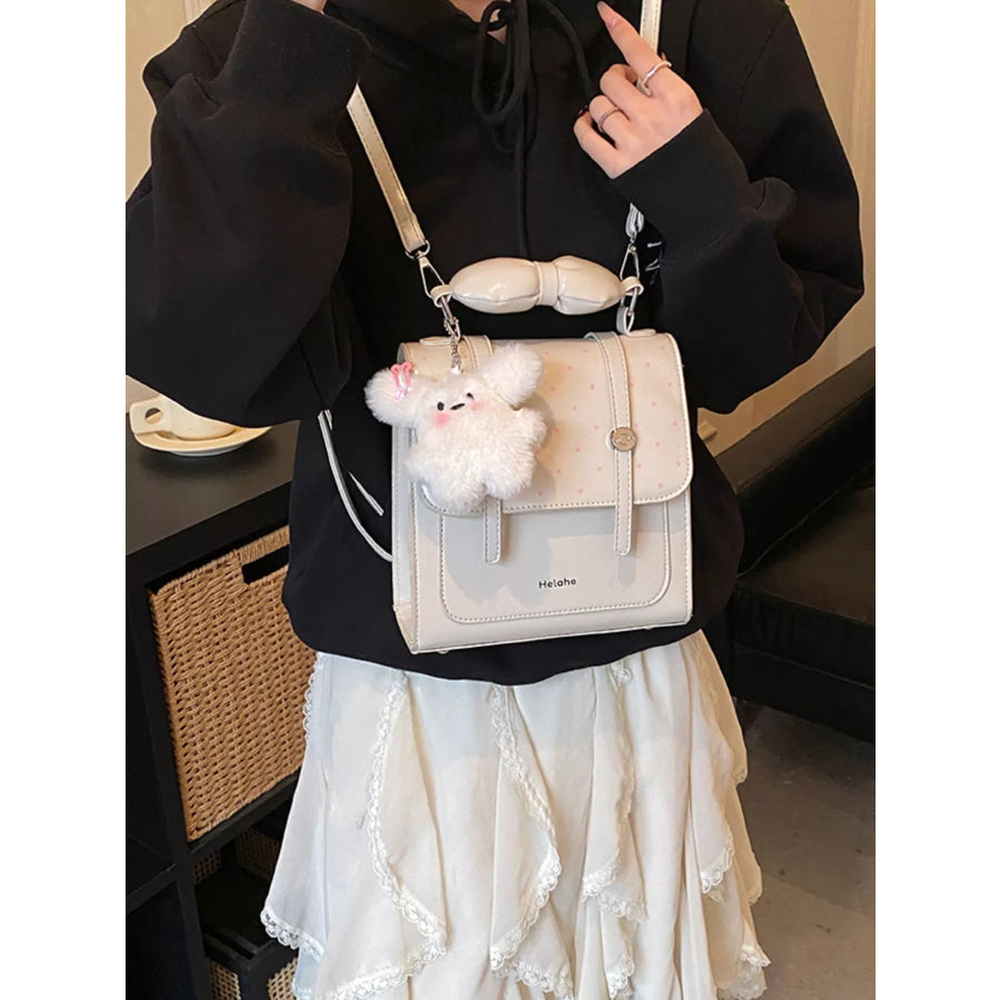 Flap Mini Backpack Bag Cream White / onesize Apparel and Accessories