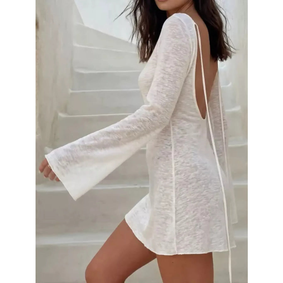 Flare Sleeve Bodycon Mini Dress White / XS Apparel and Accessories