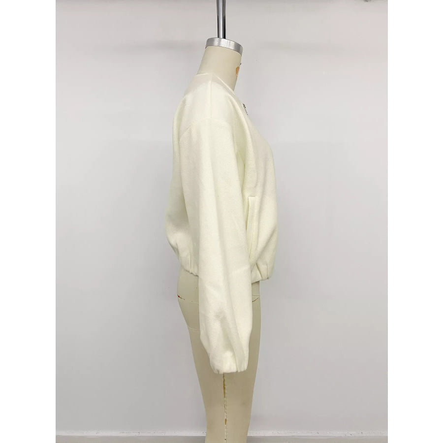 Fleece Bomber Jacket with Zipper Closure Apparel and Accessories